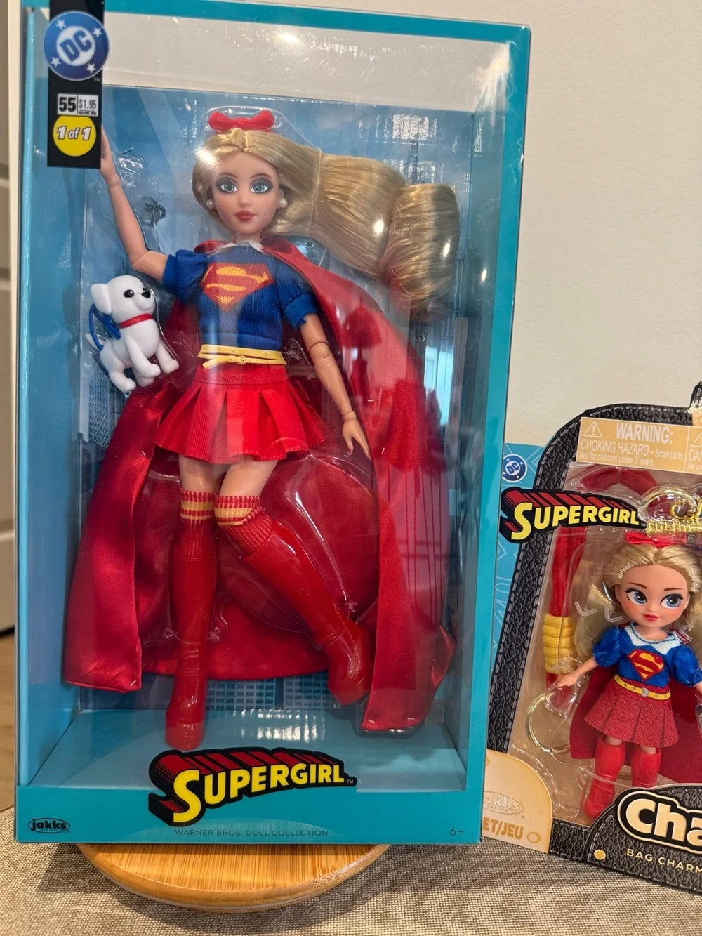 New In Hand Jakks Pacific DC Comics Fashion Supergirl & Charming Bag Clip Dolls